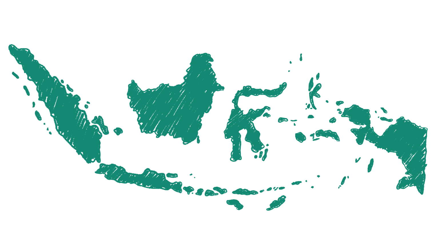 Map of Indonesia showing where the twelve featured communities are, each marked by a coloured pin.